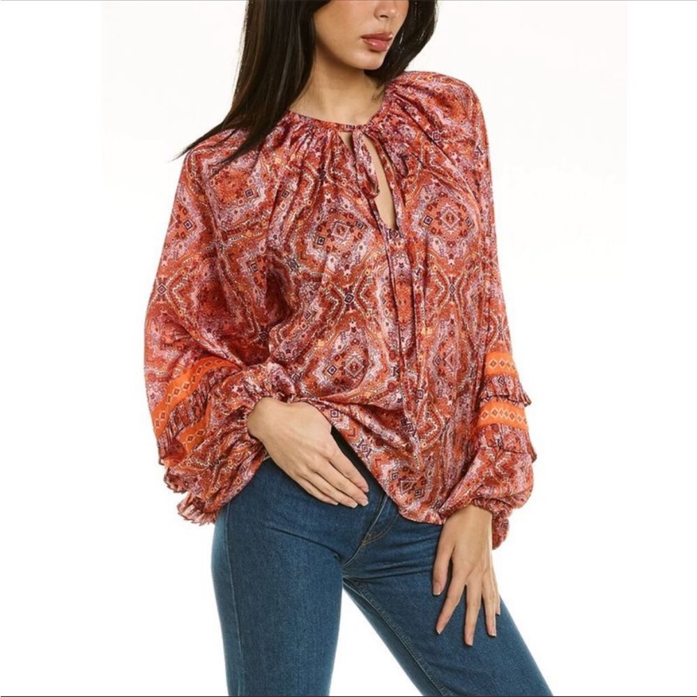 Ramy Brook Women's Long Sleeve Floral Bohemian Printed Dailey Top Size S